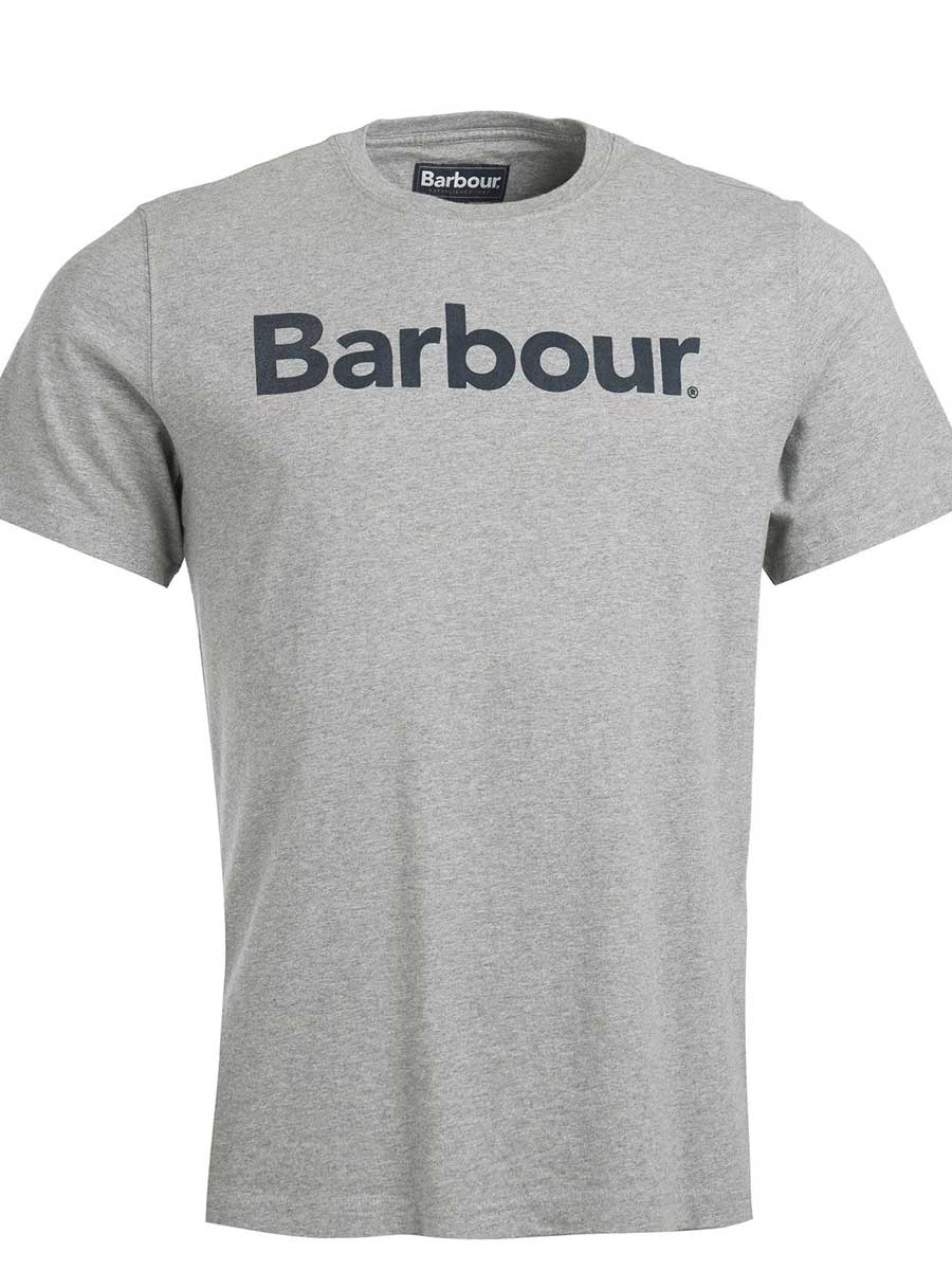 BARBOUR Logo T-Shirt - Mens Cotton Tee - Grey Marl