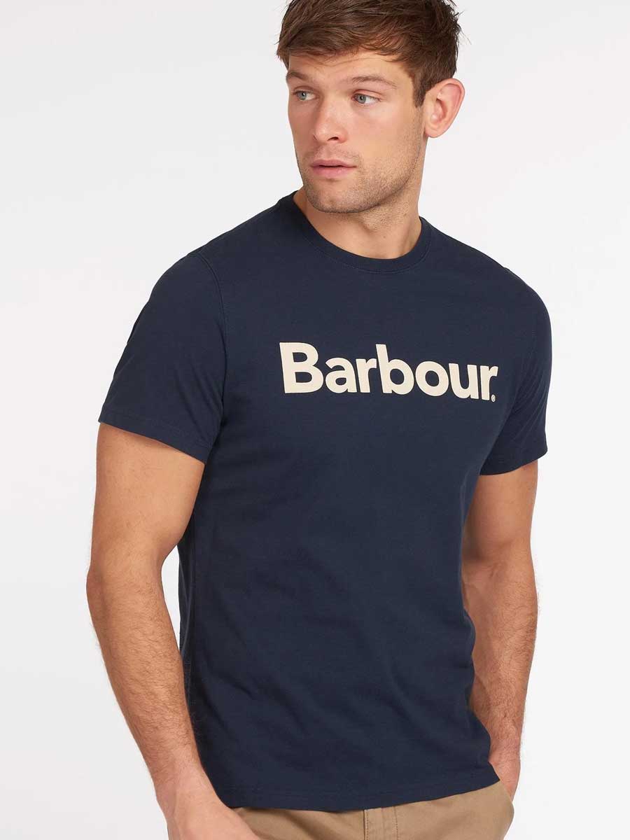 BARBOUR Logo T-Shirt - Mens Cotton Tee - New Navy