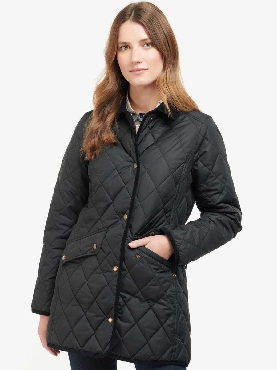 40% OFF BARBOUR Long Cavalry Quilted Jacket - Ladies - Black - Size: UK 10