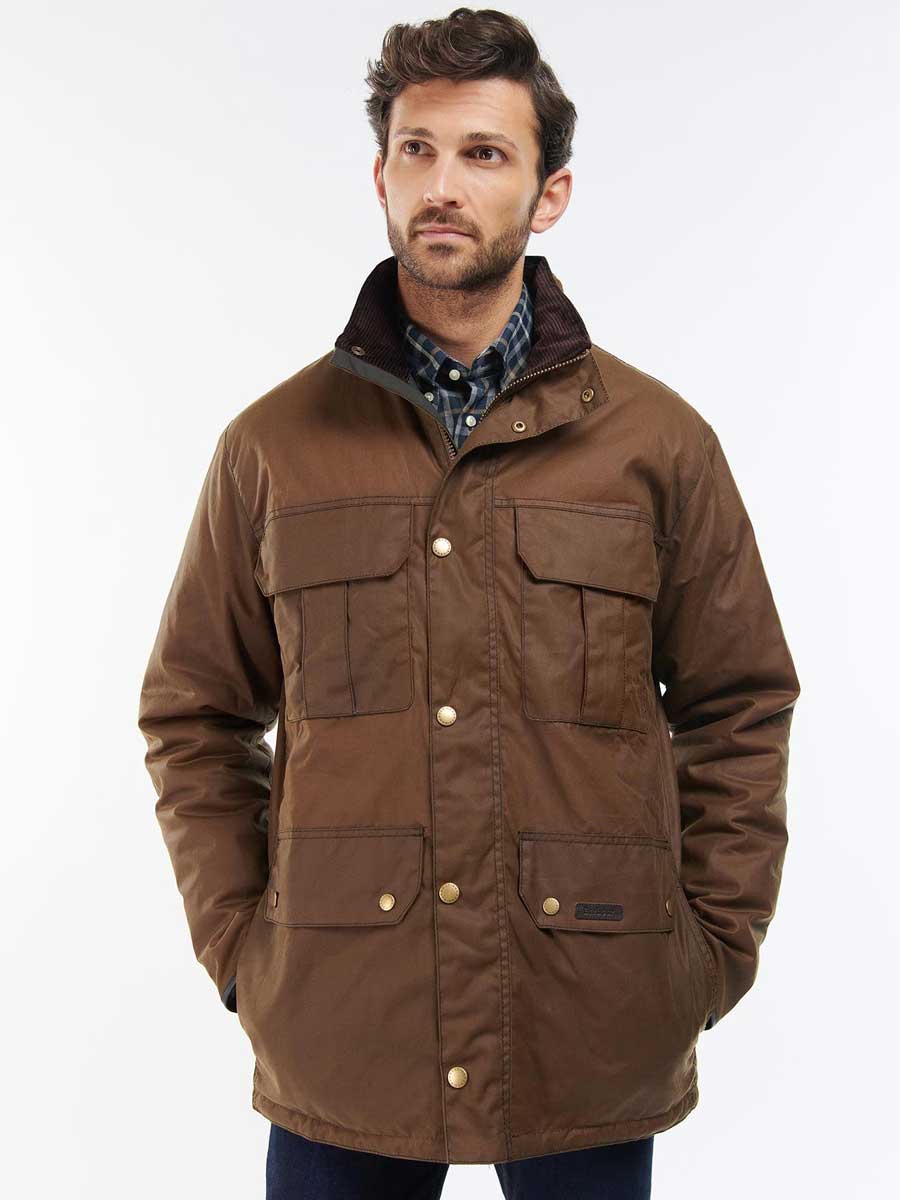 50% OFF BARBOUR Malcolm Wax Jacket - Mens - Brown - Size: SMALL