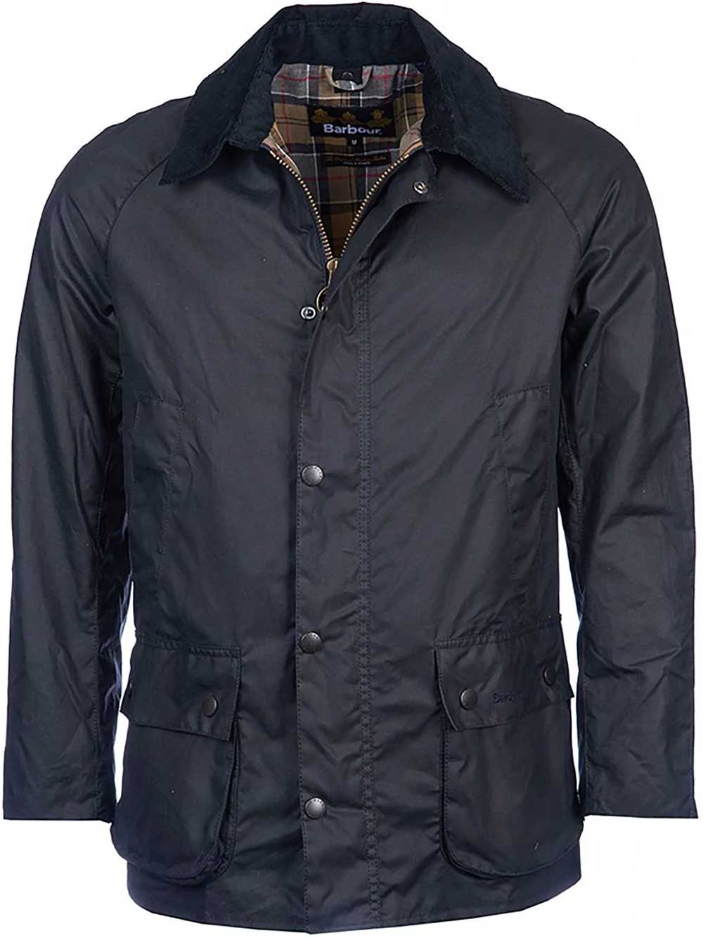 BARBOUR Wax Jacket - Mens Ashby 6oz Sylkoil Tailored Fit - Navy