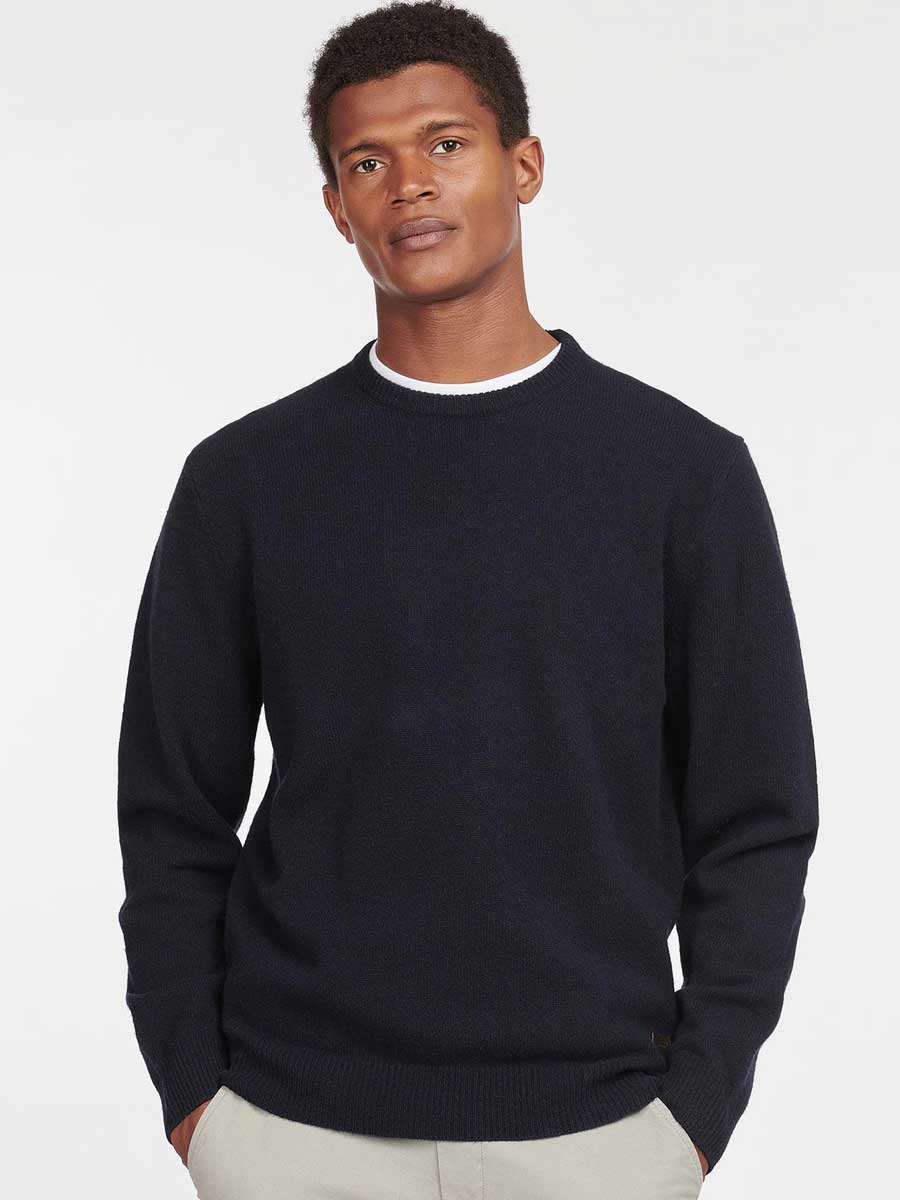 BARBOUR Patch Lambswool Crew Neck Pullover - Mens - Navy Barbour