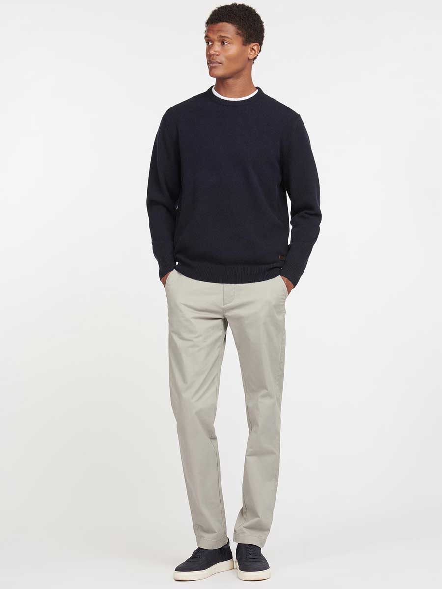 BARBOUR Patch Lambswool Crew Neck Pullover - Mens - Navy