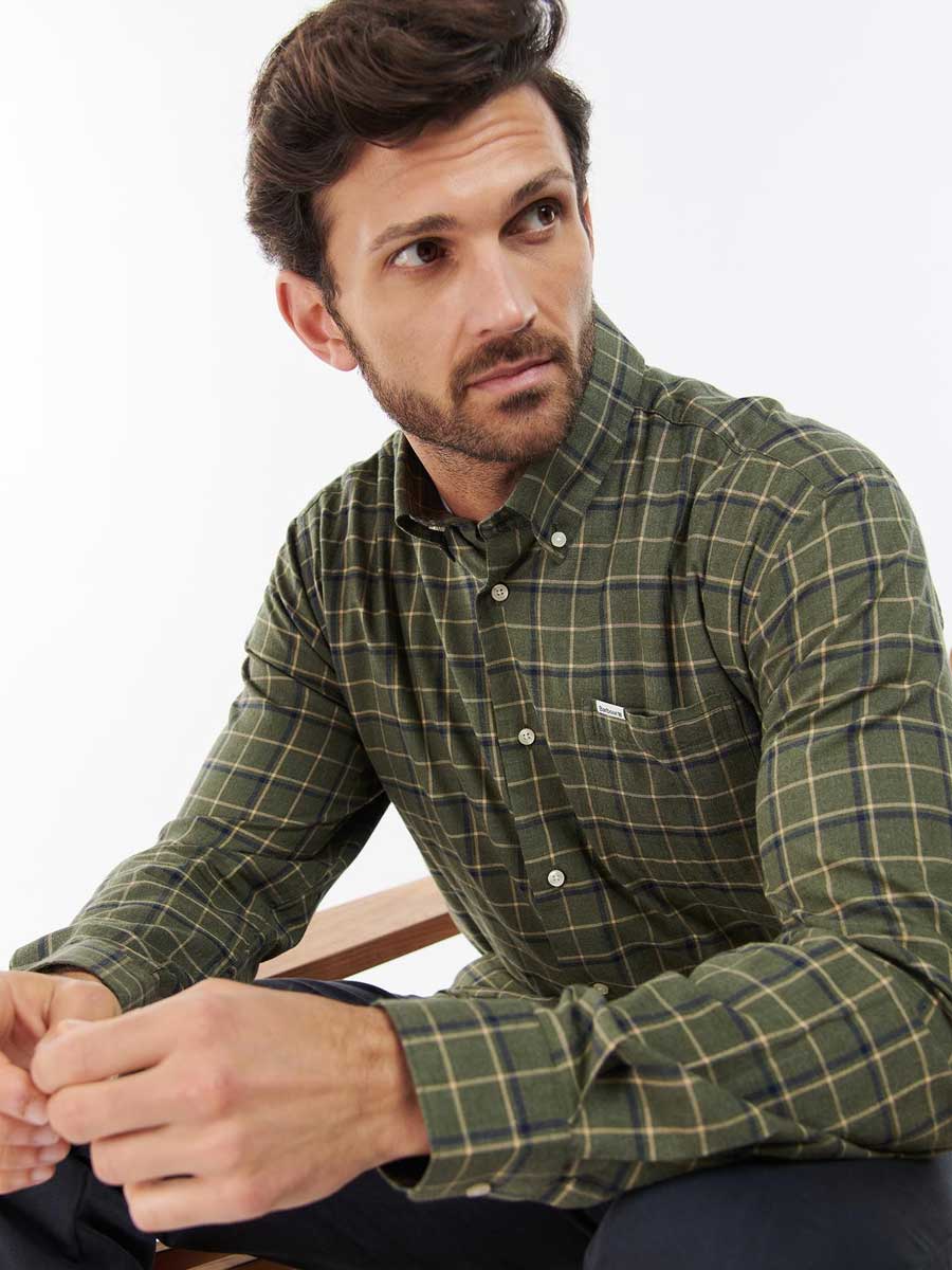 BARBOUR Pelton Regular Shirt - Mens - Olive