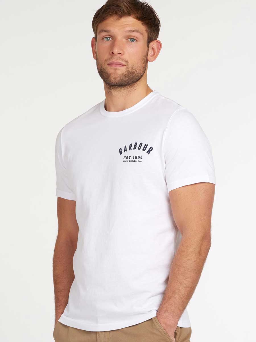 BARBOUR Preppy Logo T-Shirt - Mens Cotton Tee - White
