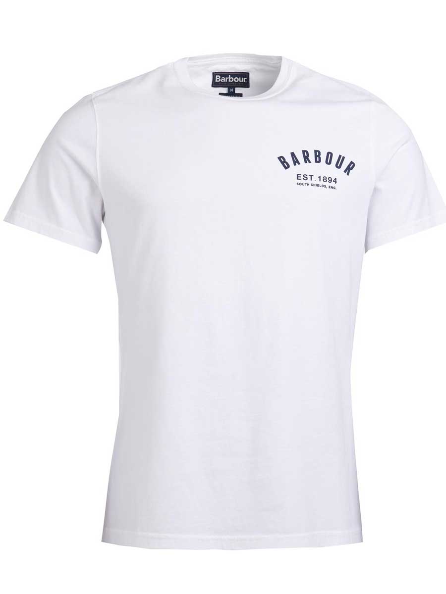 BARBOUR Preppy Logo T-Shirt - Mens Cotton Tee - White