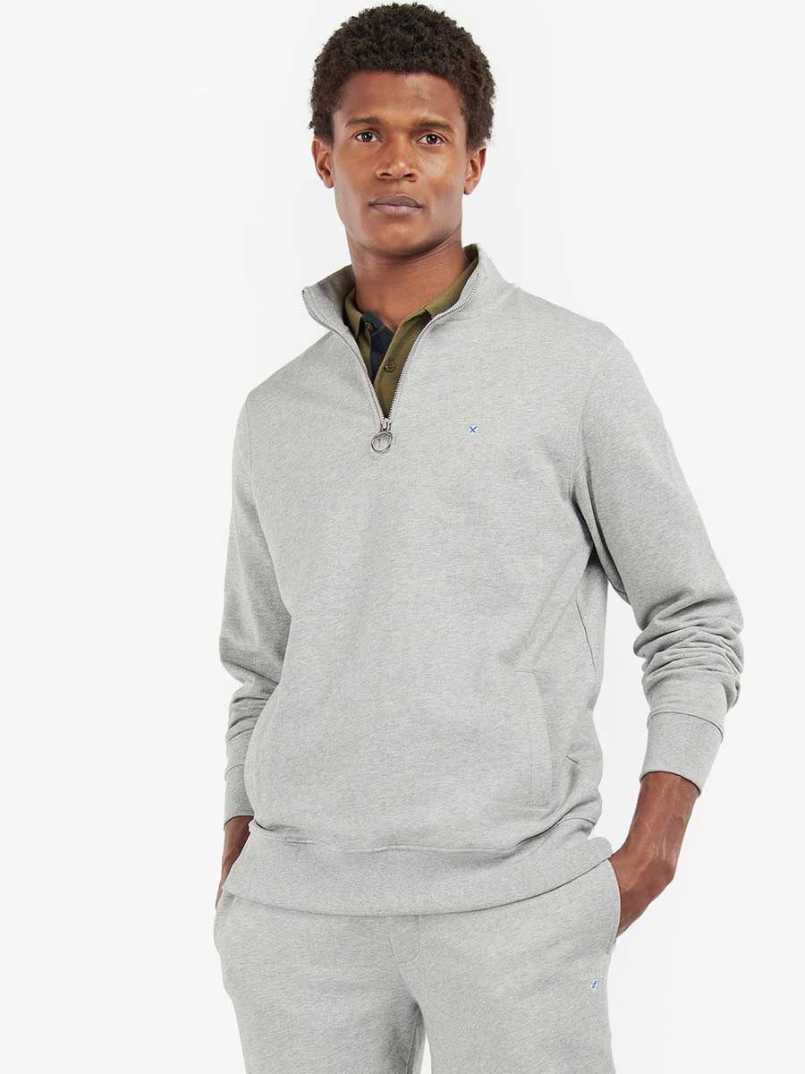 BARBOUR Rothley Half Zip Pullover - Mens - Grey Marl