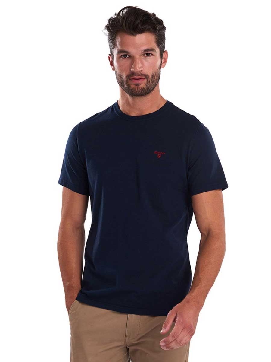 BARBOUR Sports T-Shirt - Mens Cotton Tee - Navy
