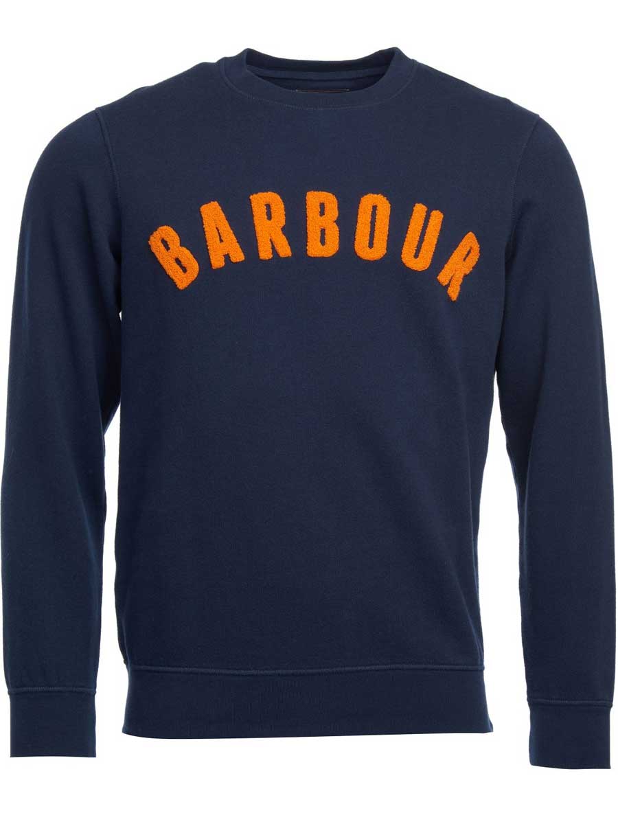 BARBOUR Sweater - Mens Prep Logo Crew Neck - Navy