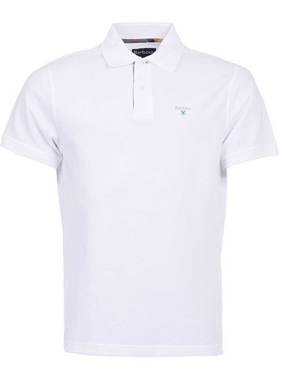 BARBOUR Tartan Polo Shirt Pique - Mens - White