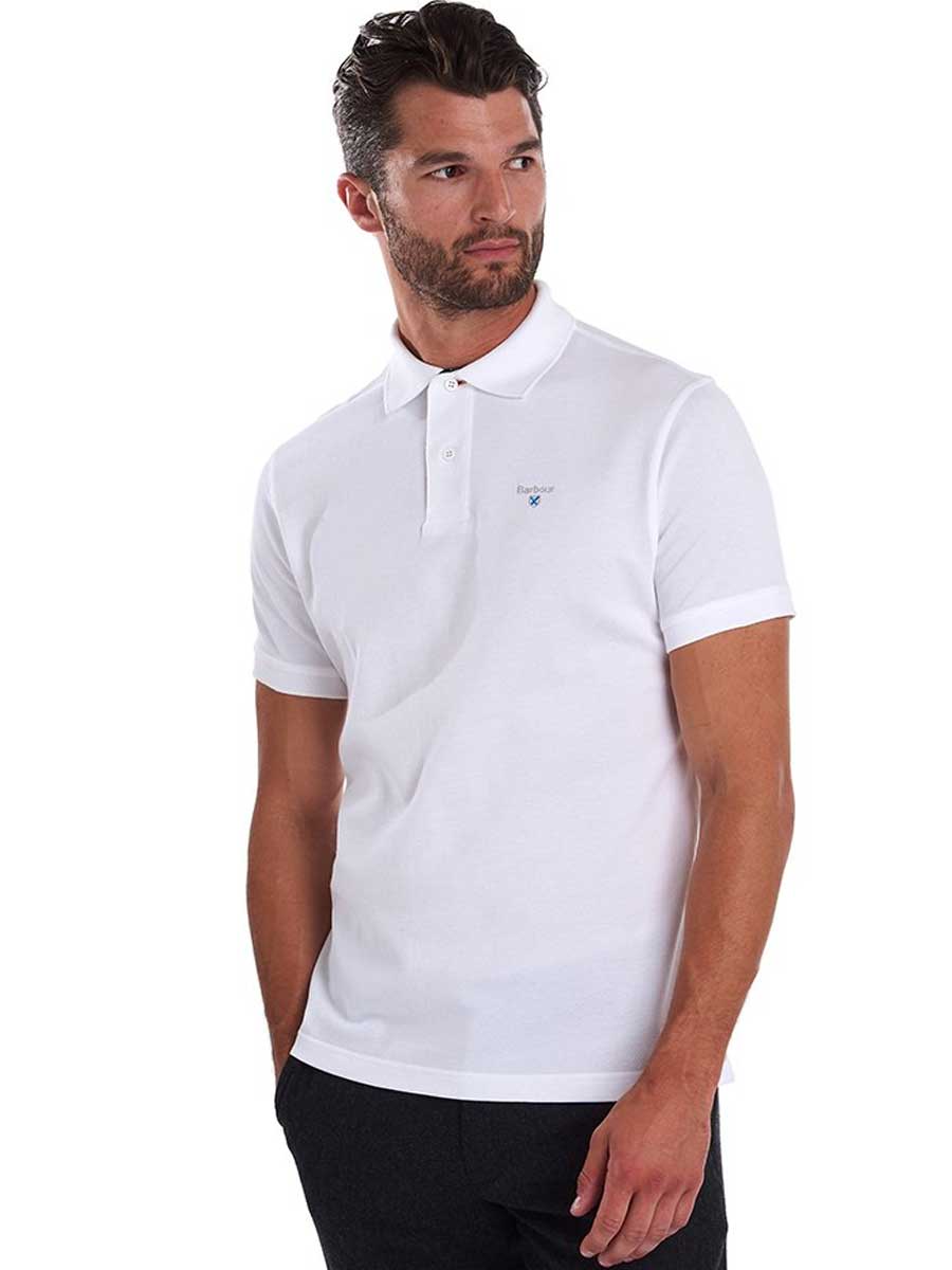 BARBOUR Tartan Polo Shirt Pique - Mens - White