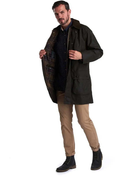 BARBOUR Classic Northumbria Wax Jacket - Mens 8oz Sylkoil - Olive