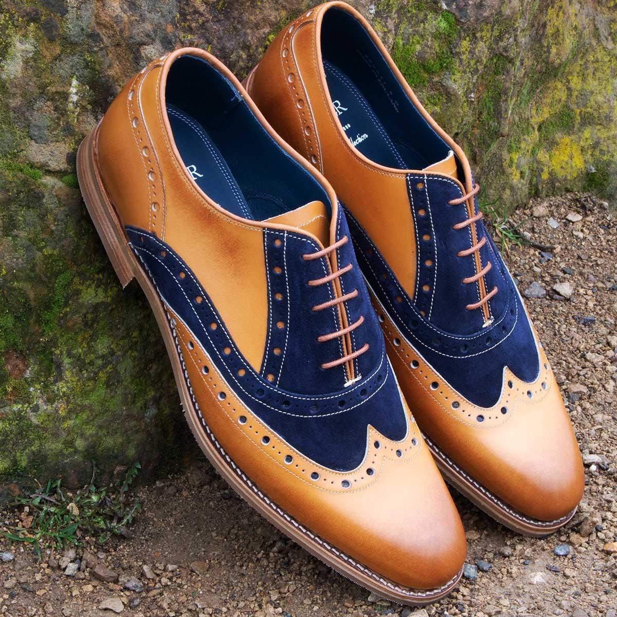 BARKER Abingdon Shoes - Mens - Cedar Calf/Navy Suede