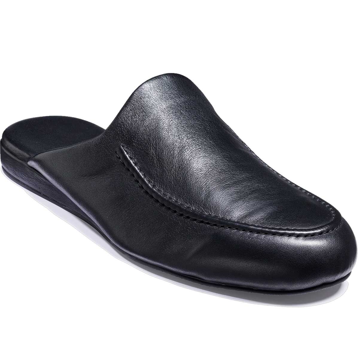 BARKER Aspen Slippers - Mens - Black Leather