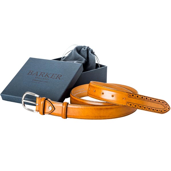 Barker Brogue Belt - Cedar Calf Leather - One size