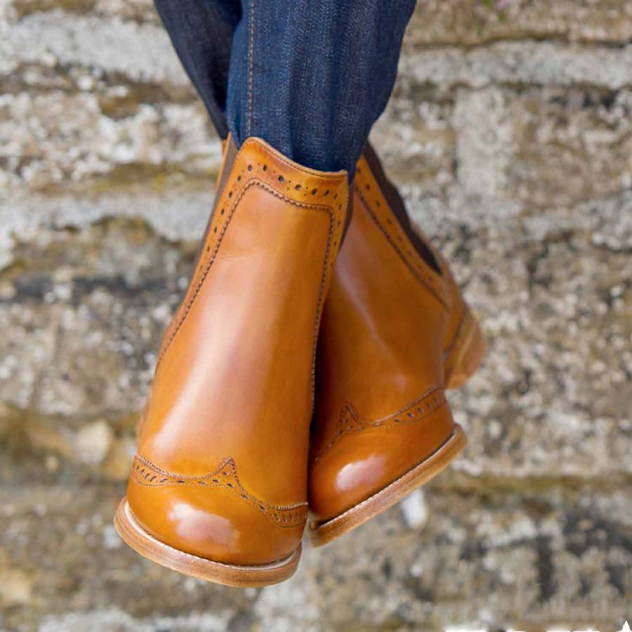 Womens tan hot sale brogue boots