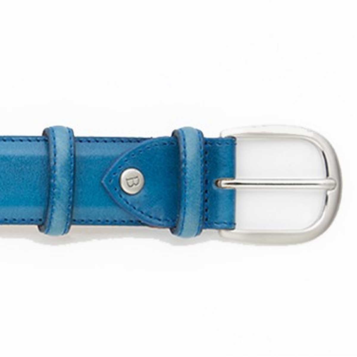 BARKER Belt - Mens Leather Plain - Blue Hand Painted