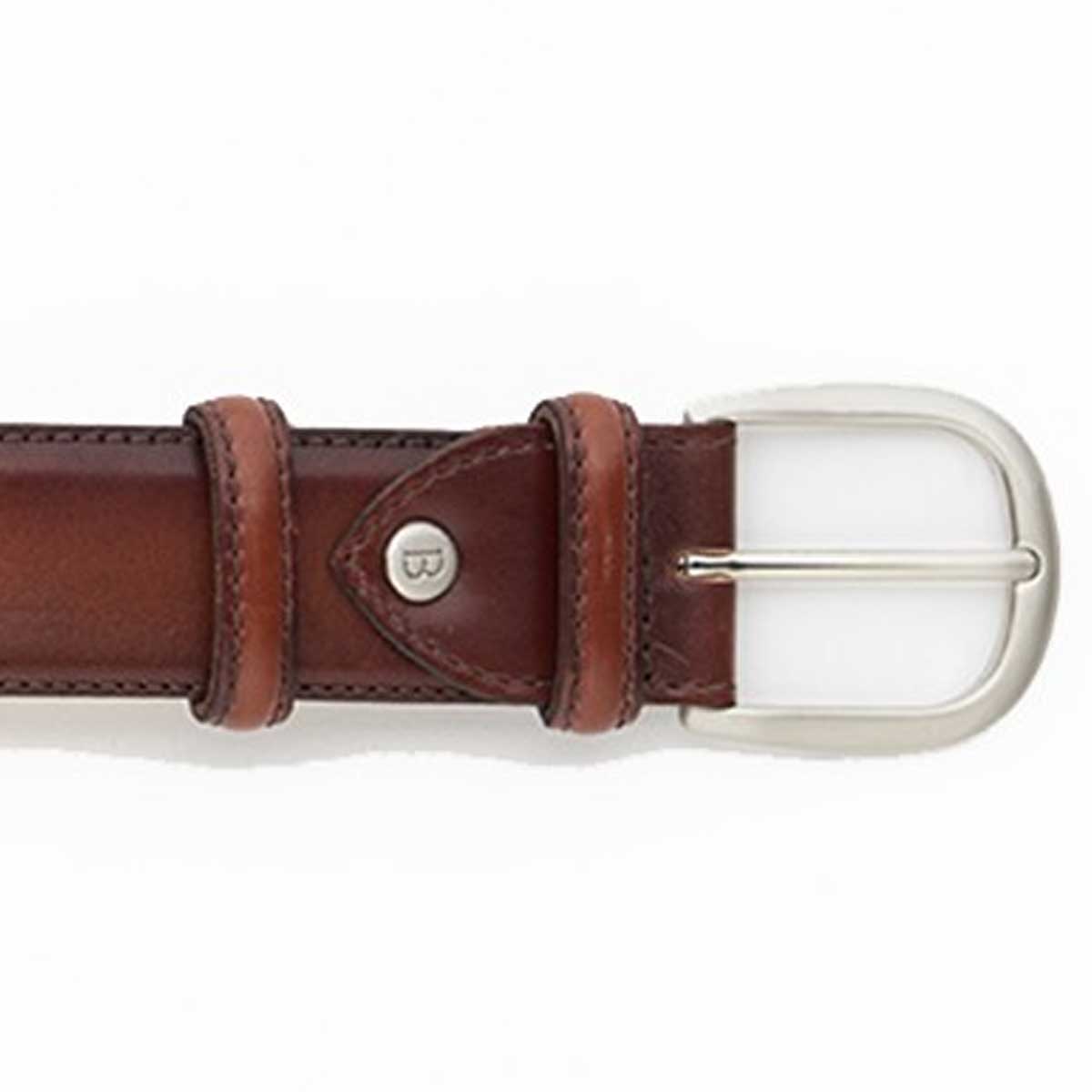 BARKER Plain Leather Belt - Mens - Brown Hand Painted