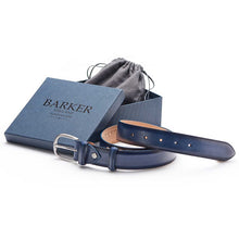 Load image into Gallery viewer, Barker Leather Plain Belt - Navy Hand Painted
