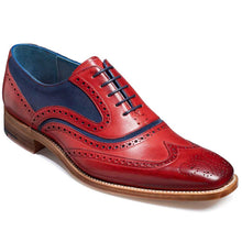 Load image into Gallery viewer, Barker Shoes - Mens McClean Brogues - Red Hand Painted &amp; Navy Suede
