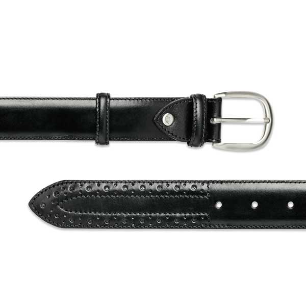Barker Brogue Belt - Black Calf Leather - One size