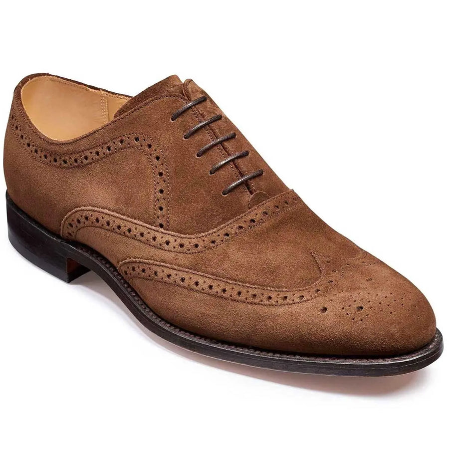 BARKER Hampstead Shoes Mens Brogue Oxford Castagnia Suede