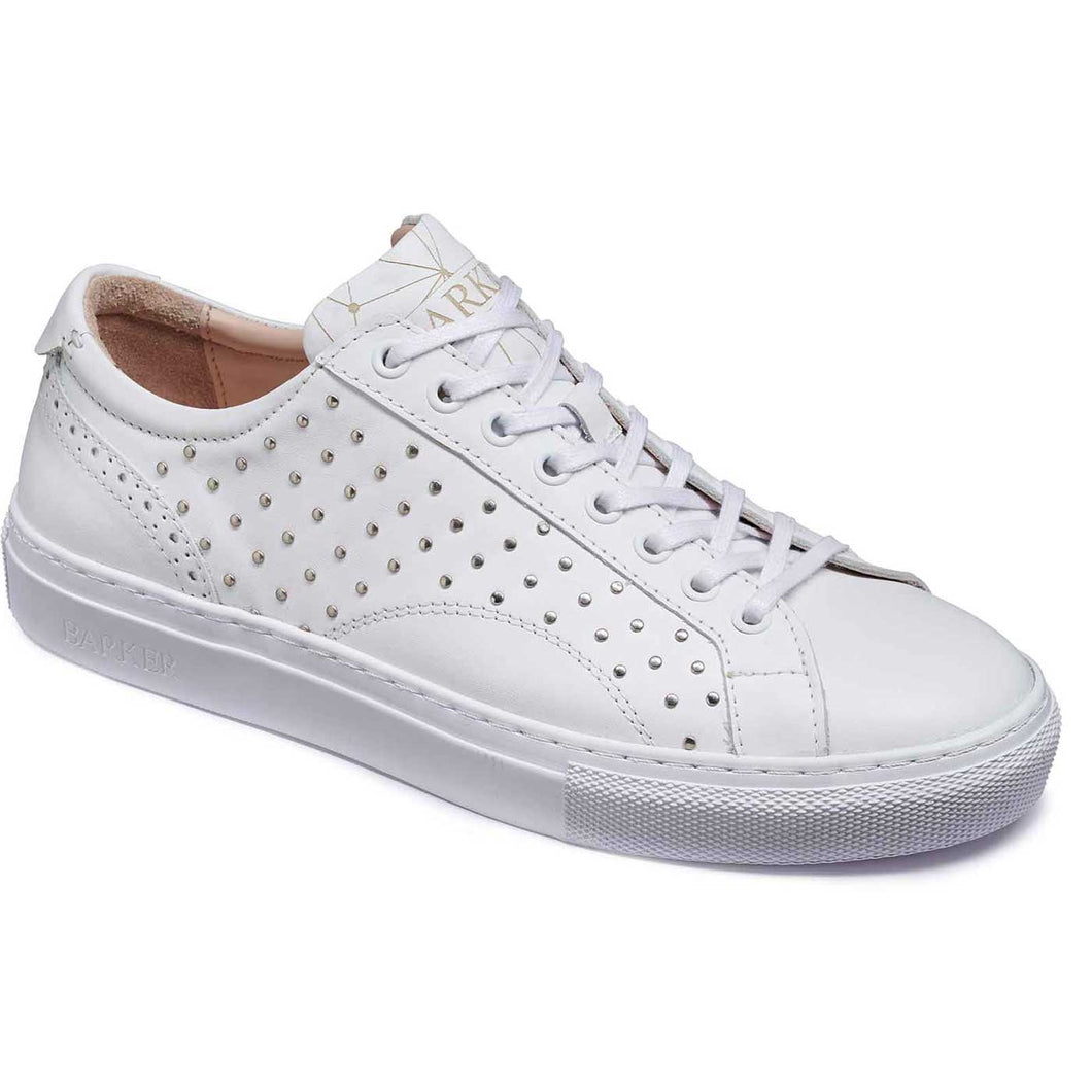 50% OFF BARKER Isla Sneakers - Ladies - White Calf with Metal Studs - Size: UK 5 (EU38)