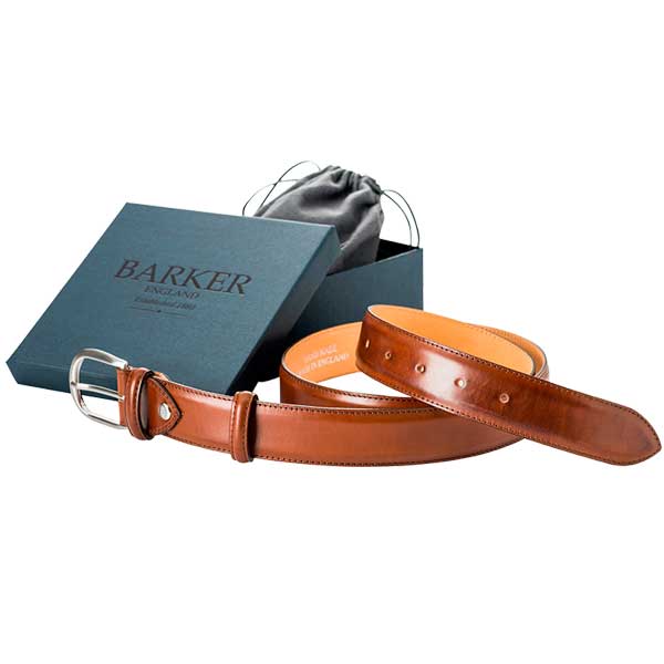 Barker Plain Belt - Walnut Calf Leather