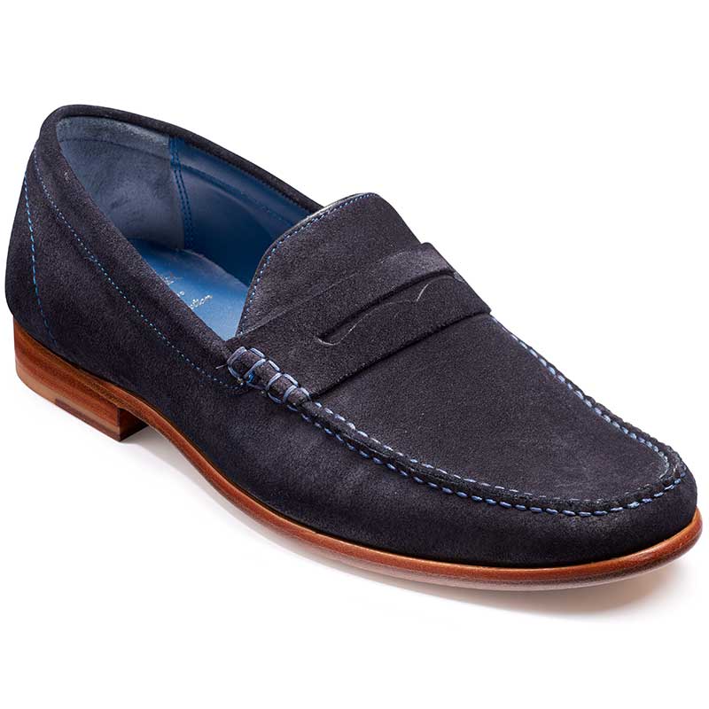 40% OFF BARKER William Shoes - Mens Moccasins - Navy Suede - Size UK 7