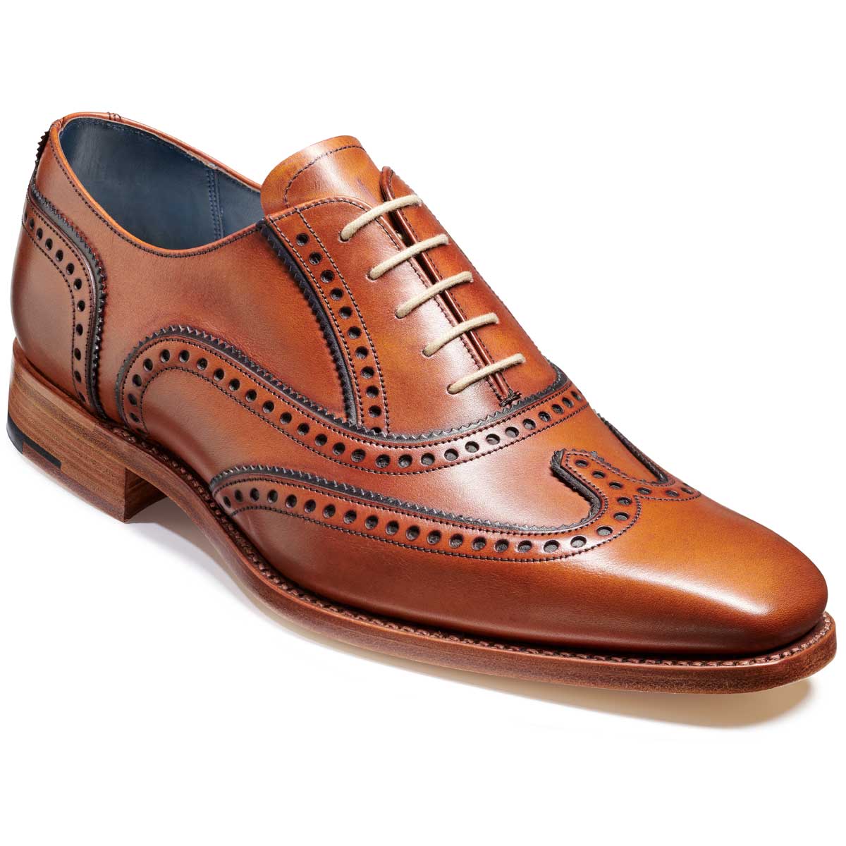 BARKER Spencer Shoes - Mens Brogue - Antique Rosewood & Navy Detail