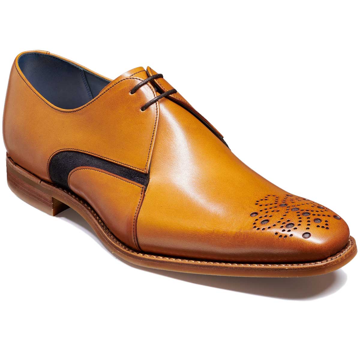 BARKER Sullivan Shoes - Mens - Cedar Hand Painted & Navy Suede