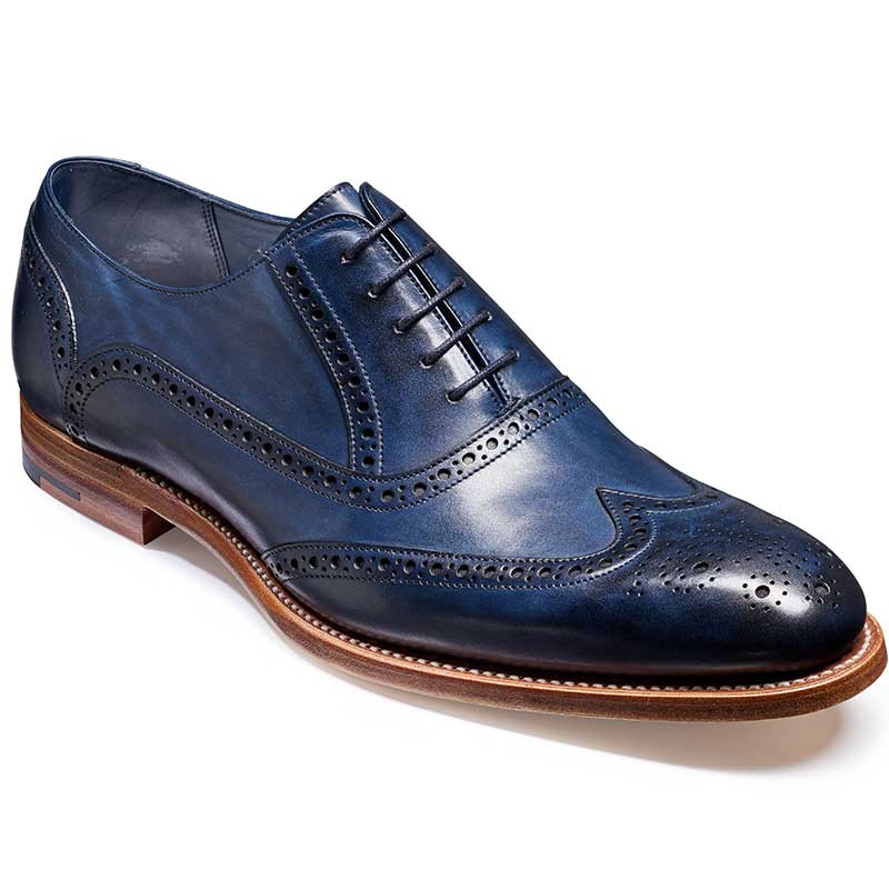 Barker Valiant Brogue Shoes - Navy Hand Painted
