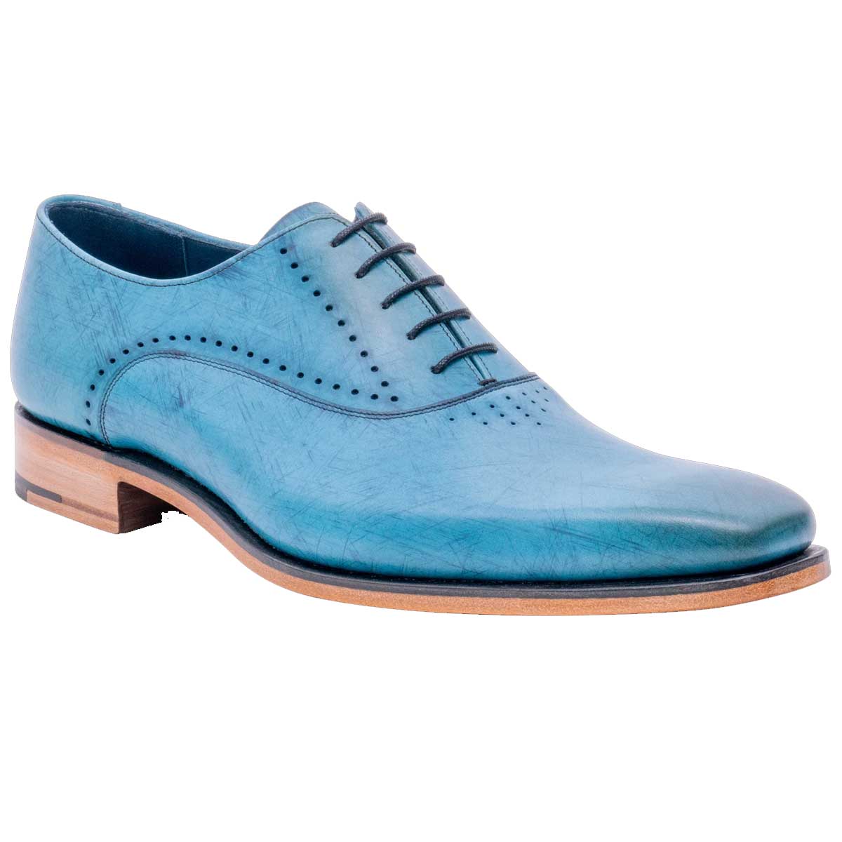 BARKER Witney Shoes - Mens - Blue Calf Hatch Effect
