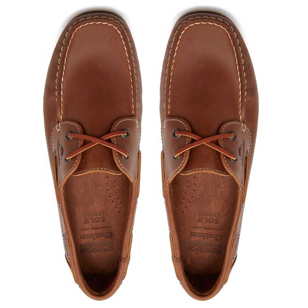CHATHAM Mens Whitstable Premium Leather Deck Shoes - Tan