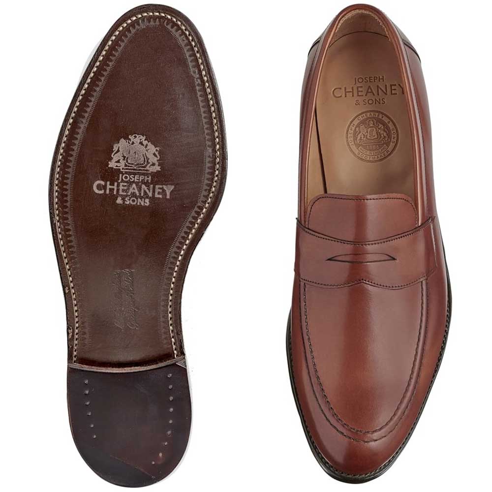 CHEANEY Shoes - Hadley Penny Loafer - Dark Leaf Calf