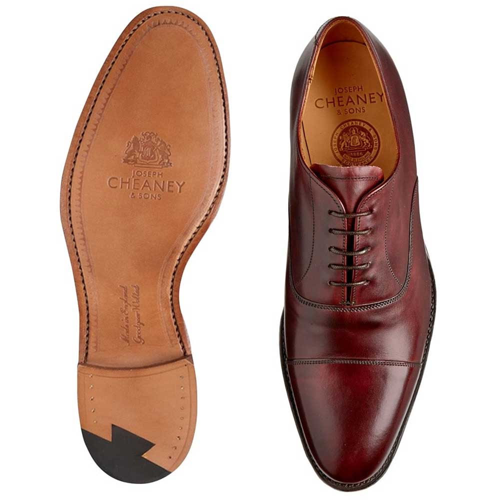 Cheaney - Lime Leather Sole Oxford Shoes - Burgundy Calf