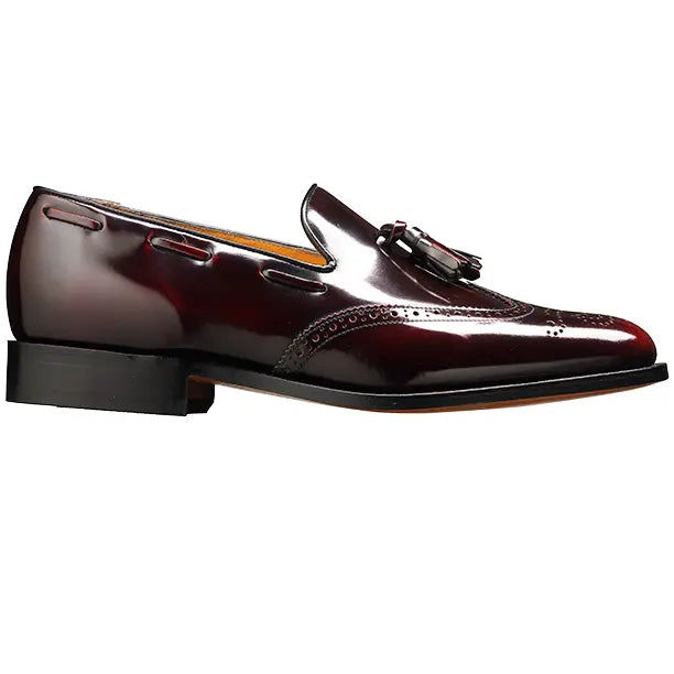 BARKER Clive Shoes – Mens Tassel Brogue Loafers – Burgundy Hi-Shine Barker Shoes