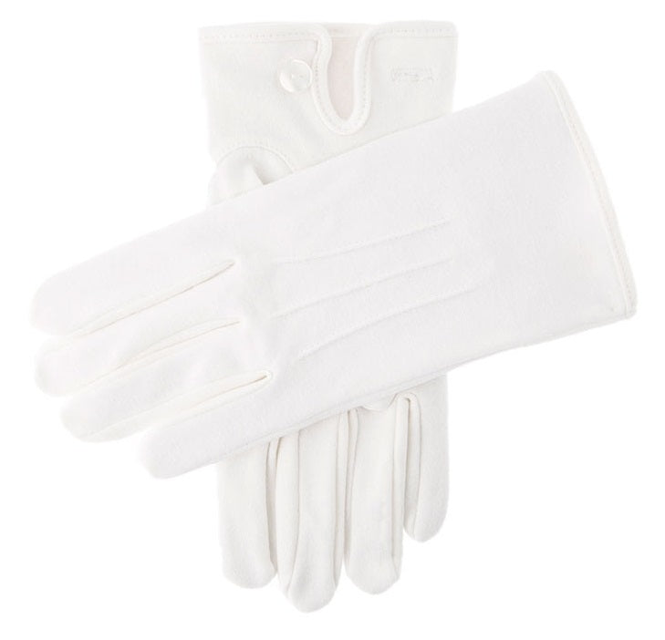 DENTS Curzon Cotton Dress Gloves - Mens Three-Point - White
