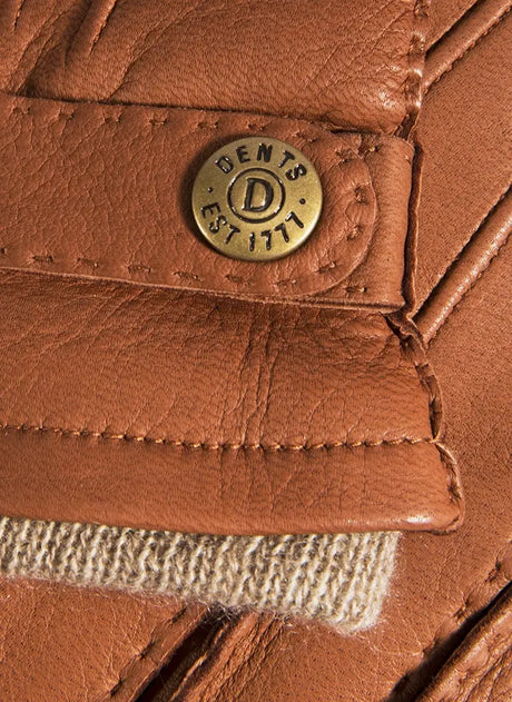 DENTS Gloucester Cashmere-Lined Deerskin Leather Gloves with Cashmere Cuffs - Mens Handsewn Three-Point - Havana Dents