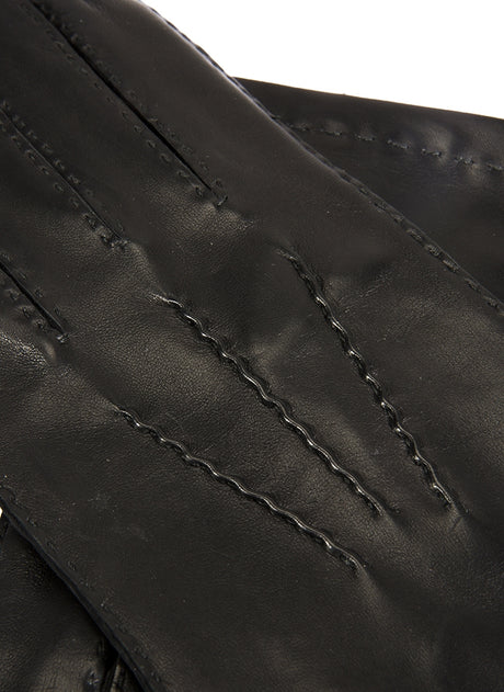 DENTS Kingston Silk-Lined Leather Gloves - Mens Handsewn Three-Point - Black Dents