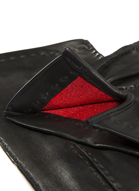 DENTS Kingston Silk-Lined Leather Gloves - Mens Handsewn Three-Point - Black Dents