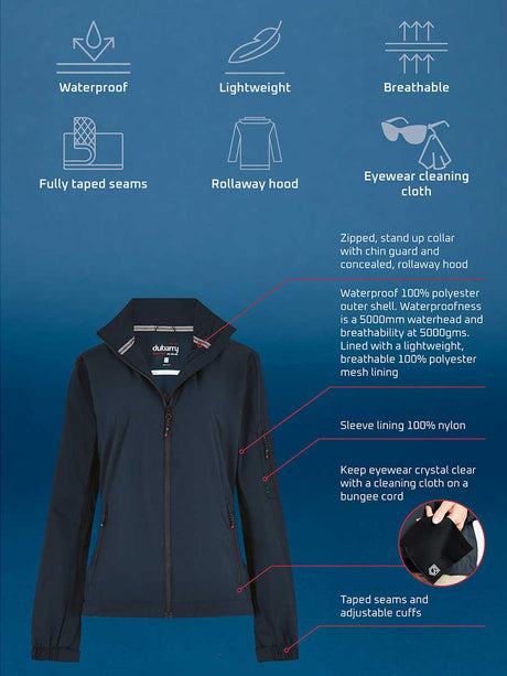DUBARRY Corfu Womens Lightweight Crew Jacket - Navy Dubarry