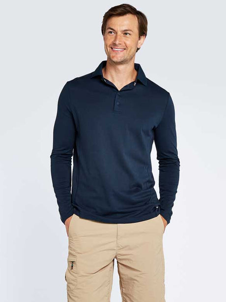 DUBARRY Freshford Unisex Long-Sleeved Technical Polo - Navy