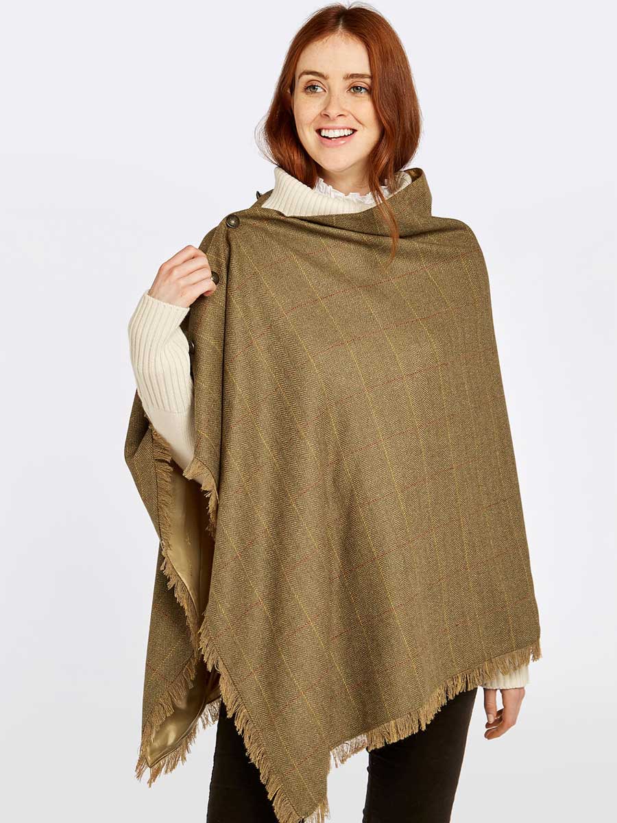 DUBARRY Hazelwood Ladies Tweed Poncho - Elm Dubarry