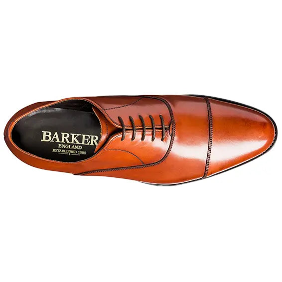 BARKER Duxford Shoes - Mens Oxford Toe Cap - Rosewood Calf Barker Shoes