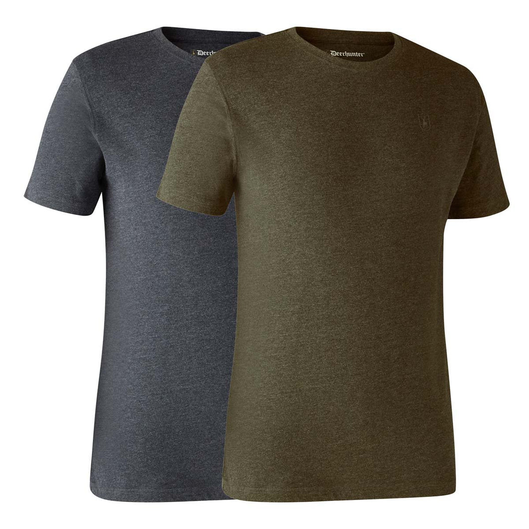DEERHUNTER Basic T-Shirt 2 Pack - Mens - Adventure Green Melange
