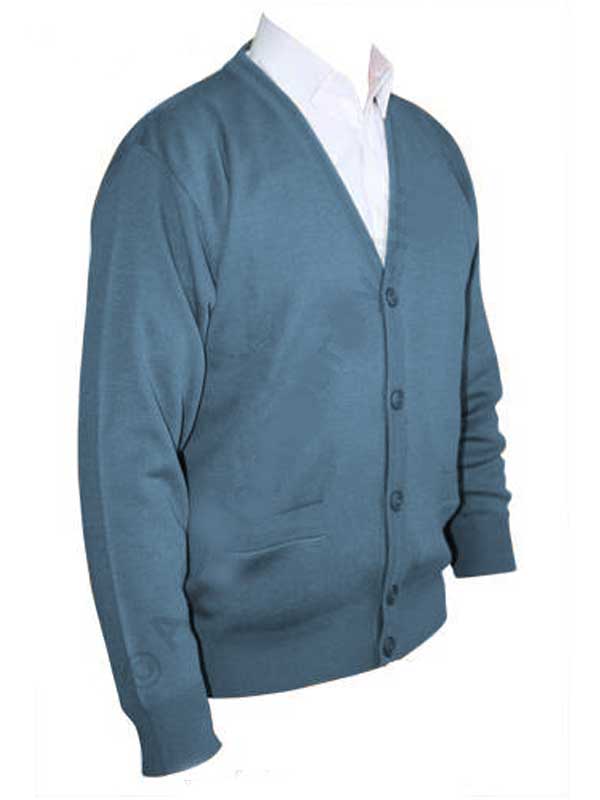 30% OFF - FRANCO PONTI Cardigan - Mens Button Front Italian Merino Blend - Denim - Size: 3XL