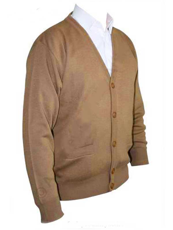40% OFF - FRANCO PONTI Cardigan - Mens Button Front Italian Merino Blend - Taupe - Size: SMALL