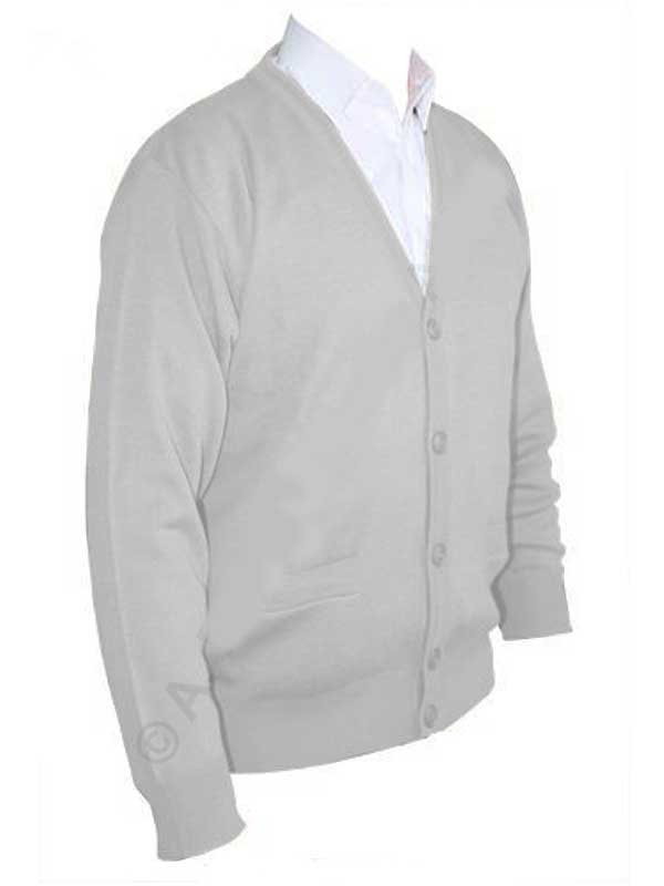 40% OFF - FRANCO PONTI Cardigan - Mens Button Front Italian Merino Blend - Silver - Size: XL