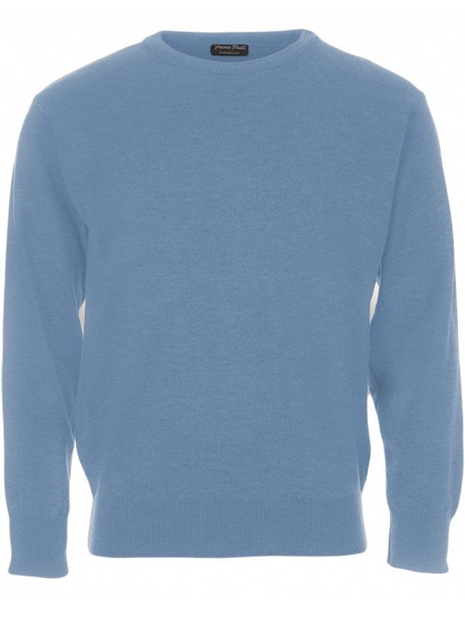 30% OFF - FRANCO PONTI Crew Neck - Mens Italian Merino Wool Blend - Sky - Size: 4XL Franco Ponti